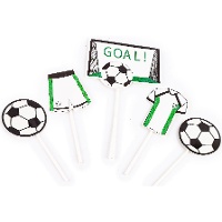 Topper para bolo de Futebol com bolas e baliza - 5 unidades