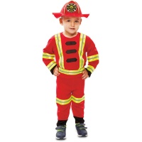 Fato de bombeiro com chapéu para bebés