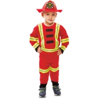 Fato de bombeiro com chapéu para bebé