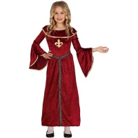Fato medieval vermelho para rapariga