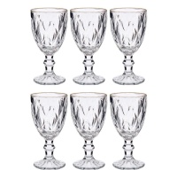 Copo de vinho diamante 330 ml com rebordo dourado - 6 unidades