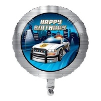 Balão Feliz Aniversário Polícia 45 cm - Festa Conver