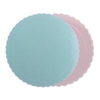Suporte para bolos 35 x 35 x 0,3 cm azul e cor-de-rosa - 1 unidade