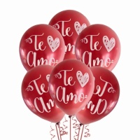 Eu te amo balões de látex metálico vermelho 30 cm - Balões Palhaço - 25 unidades