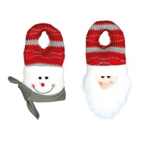 Enfeite de maçaneta do Pai Natal e boneco de neve, sortido 23 cm.