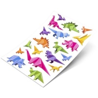 Autocolantes dinossauro Origami 3D - 1 folha