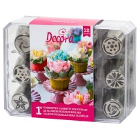 Kit de bicos russos em aço inoxidável nº 1 - Decora - 12 unidades