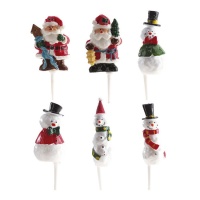 Palitos de Pai Natal e bonecos de neve 4,5 cm - Dekora - 48 unidades