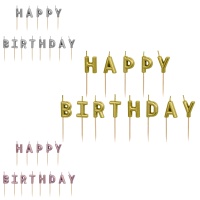 Velas de Feliz Aniversário em cores metálicas