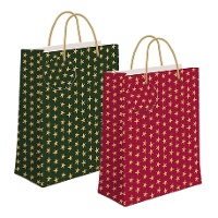Saco de presente de 23 x 18 x 10 cm com estrelas natalinas - 1 unidade