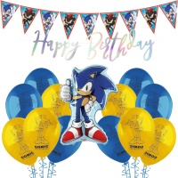 Pacote de decorações para festas Sonic - 19 peças