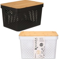 Caixa de 36 x 26 x 22 cm perfurada com tampa de bambu - 1 unidade