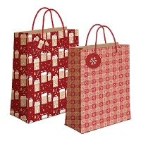 Sacola de presente de 45 x 33 x 10 cm kraft com design natalino - 1 unidade