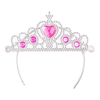 Coroa de princesa cor-de-rosa e prateada - 1 unidade.