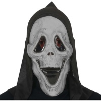 Máscara de caveira cinzenta com capuz