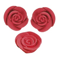 Figuras de açúcar de rosas vermelhas de 3 x 3 cm - Dekora - 48 unidades