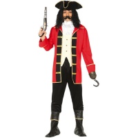 Fato de pirata vermelho e dourado para homem