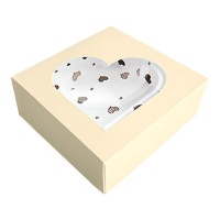 Caixa de biscoitos de champanhe com corações 14 x 13 cm - 1 unid.
