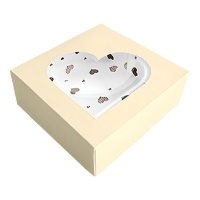 Caixa de 14 x 13 x 5 cm para biscoitos de coração de champanhe