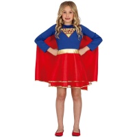 Traje de super-herói com capa para raparigas