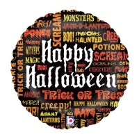 Balão redondo assustador Happy Halloween 35 x 35 cm - Grabo