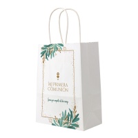 Bolsa de Minha Primeira Comunhão com Pontos Dourados de 21 x 15 x 8 cm