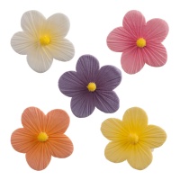 Figuras de açucar de flor colorida de 4 cm - Dekora - 75 unidades