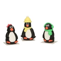 Figuras 3D de pinguins em açúcar - FunCakes - 3 unidades