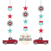 Pendentes decorativos Vintage Red Truck - 3 unidades