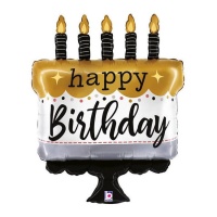 Balão de Bolo de Feliz Aniversário com velas 56 x 71 cm - Grabo