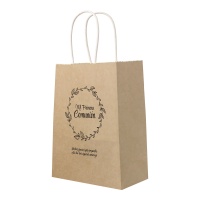Bolsa de Minha Primeira Comunhão Folhas Kraft de 21 x 15 x 8 cm