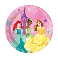 Pratos Princesas Disney Tiana, Ariel e Belle 19,5 cm - 8 unid.