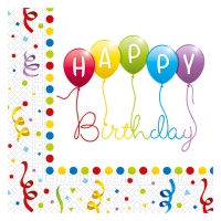 Guardanapos arco-íris Happy Birthday 16,5 x 16,5 cm - 20 unid.