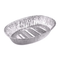 Recipiente de alumínio oval descartável de 46,8 x 34 x 8,5 cm