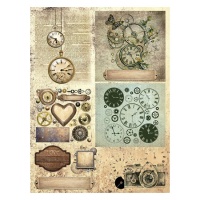 29,7 x 42 cm papel de arroz de relojoaria vintage - Artis decor - 1 unid.