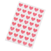 Autocolantes cor-de-rosa lisos em forma de coração 1,9 cm - 40 peças