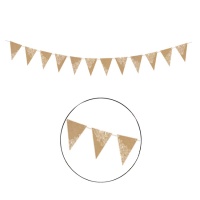 Galhardete triangular kraft com padrão branco - 2,10 m