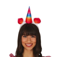 Bandolete de unicórnio multicolorida com orelhas
