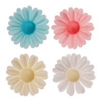 Bolachas de flores de margarida em cores suaves 4,5 cm - Dekora - 150 unidades