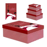 Caixa vermelha Pai Natal - 3 peças