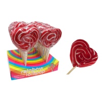 Chupa-chupa vermelho e branco em forma de coração 100 g - 1 unidade