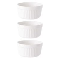 Taça redonda de porcelana de 9,7 cm com relevo às riscas - 3 unid.