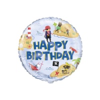 Balão de Feliz Aniversário Piratas 46 cm - Único