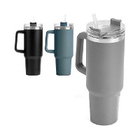 Copo térmico de 1,2 L com alça e palhinha em cores escuras - 1 unidade