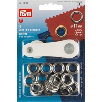 Ilhós e anilhas de latão de 1,1 cm com ferramenta - Prym - 15 unid.