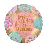 Happy Birthday Stay Fabulous Balão redondo de 45 cm - Anagrama