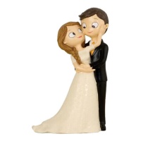 Figura para bolo de casamento de noivos amorosos 21cm
