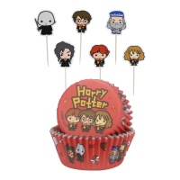 Chávenas para cupcakes com palhinhas da personagem Harry Potter - 12 unid.