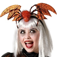 Tiara de aranha com asas de morcego laranja