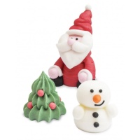 Bonecos de açúcar 3D do Pai Natal, árvore e boneco de neve 3,5 cm - Scrapcooking - 3 unidades